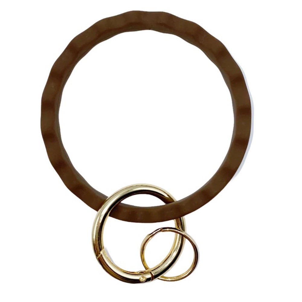 Coffee Brown Wavy Silicone Bracelet Key Chain